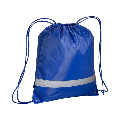 210T polyester backpack with reflective strip, drawstring closure and reinforced corners