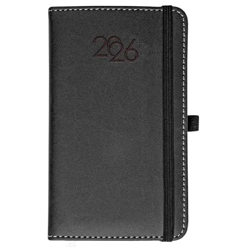 Agenda de poche hebdomadaire 2026, couverture rigide en PU thermocollé avec piqûres Agenda de poche hebdomadaire 2026, couverture rigide en PU thermocollé avec piqûres
