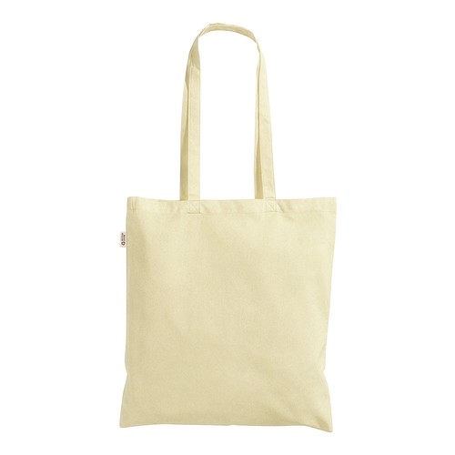Plain-coloured shopper bag in 140 g/m2 recycled cotton. GRS certified