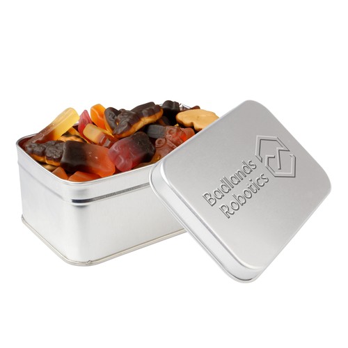 Square tin with embossing Square tin with embossing