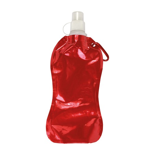 Gourde en PE/PET repliable (480ml), avec mousqueton (27 cm de haut pour 10,5 cm de largeur