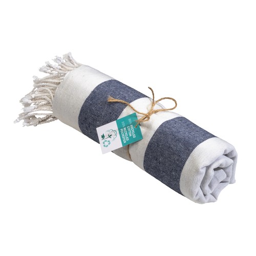 Serviette de plage / Paréo en coton recyclé de 180 gr/m2 avec frange, mesure 90x170 cm