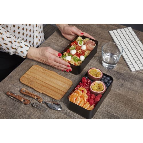 Bento 'Mihara', black, with bamboo lid