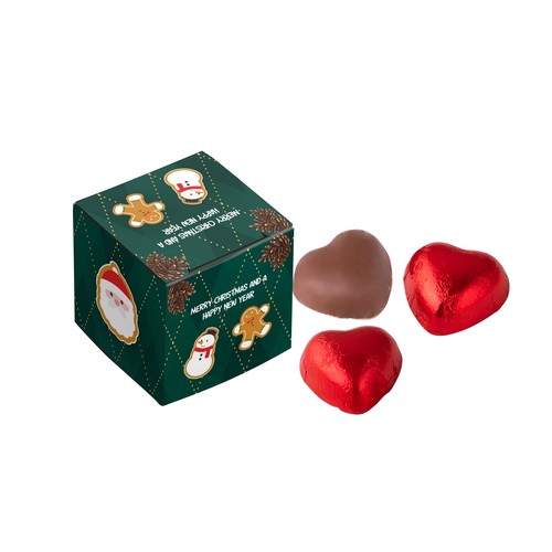 Box with 3 chocolate hearts