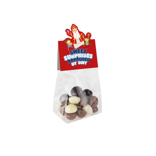 Block bag with header card in your own shape and 50 grams of candy Block bag with header card in your own shape and 50 grams of candy