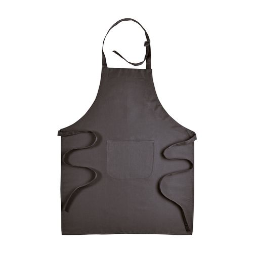 30% cotton/70% polyester (180 g/m2) long cooking apron with front pocket and plastic buckl