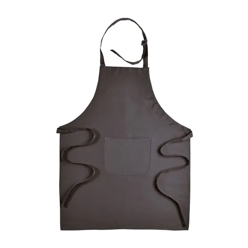 30% cotton/70% polyester (180 g/m2) long cooking apron with front pocket and plastic buckl