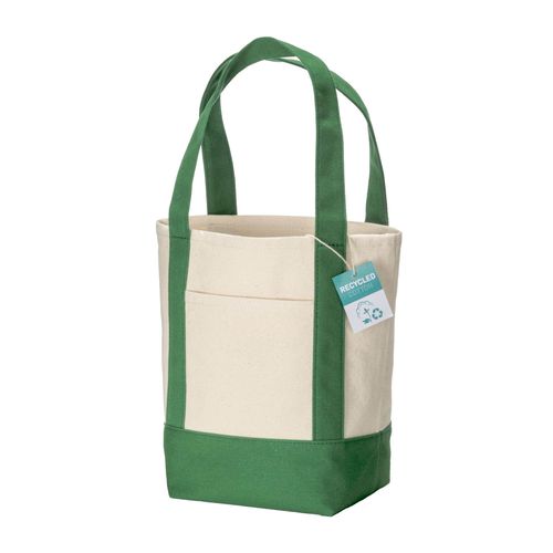 Mini shopper bag made of 340 g/m2 recycled cotton with colorful handles and base. GRS Mini shopper bag made of 340 g/m2 recycled cotton with colorful handles and base. GRS