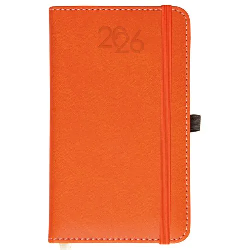 Weekly pocket diary for 2026, thermo-varnished PU hard cover with stitching