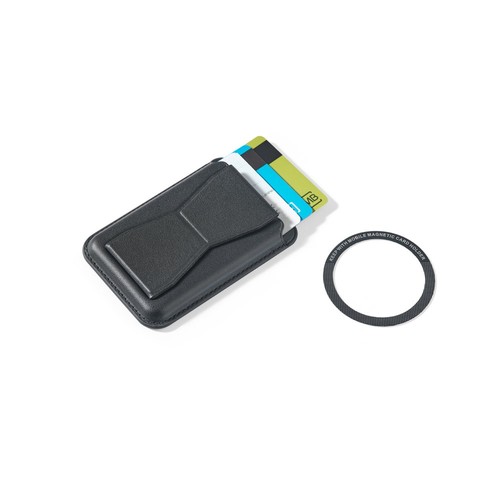 CONNOR. Magnetic PU card holder that attaches easily to the back of your mobile phone, with RFID blocking