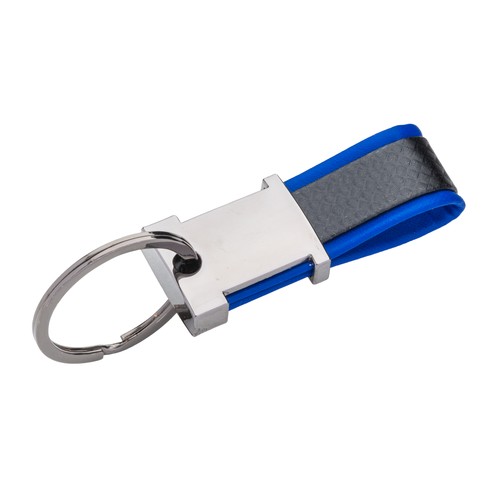 Porte-clés en métal bruni et PU bicolore, avec un espace adapté au logo en résine Porte-clés en métal bruni et PU bicolore, avec un espace adapté au logo en résine