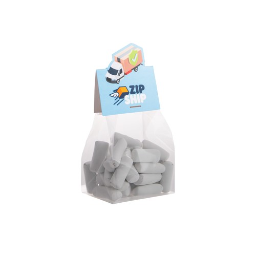 Block bag with header card in your own shape and 100 grams of candy