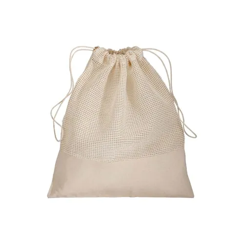 135g / m2 natural cotton gift bag with mesh and drawstring closure, 25x30 cm 135g / m2 natural cotton gift bag with mesh and drawstring closure, 25x30 cm