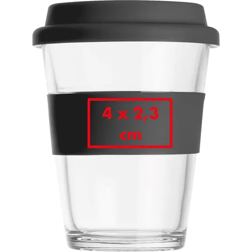 Glass mug with silicon sleeve and lid
