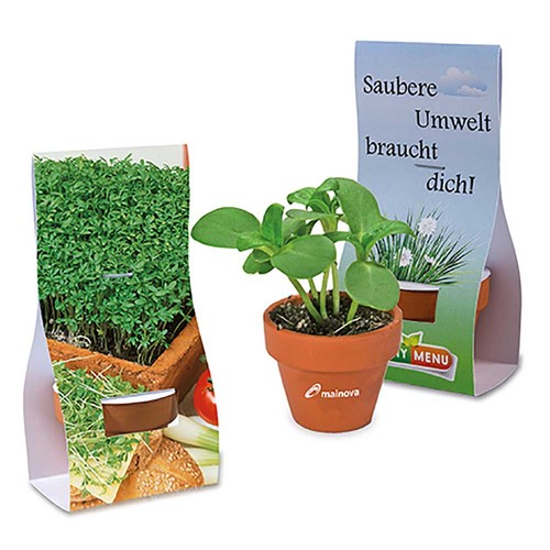 Mini logo-pot handover-packaging with seeds - Cress Mini logo-pot handover-packaging with seeds - Cress