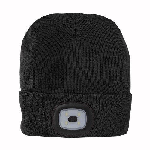 Bonnet en maille 100 % acrylique lourd avec lumière LED détachable et rechargeable via USB