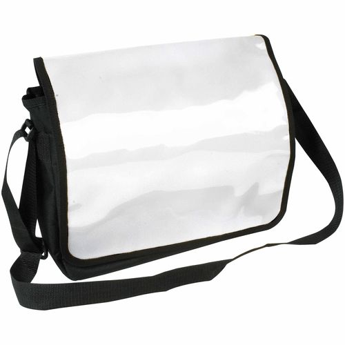 600D polyester book bag with adjustable shoulder strap and shiny PVC flap