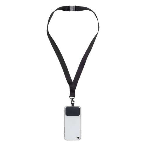 Polyester neck ribbon with cell phone holder tag Polyester neck ribbon with cell phone holder tag