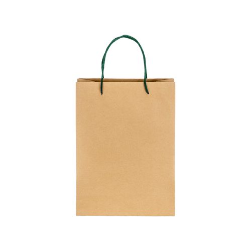 150 g/m2 natural recycled paper bag with gusset and short colored handles