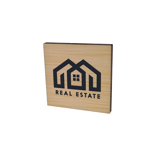 Badge Bamboo Carré 40 mm, Magnet, Impression Quadri