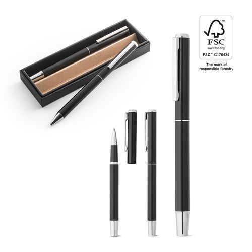 LEAH. Roller and ballpoint pen set in aluminium 94% rAL) with clip LEAH. Roller and ballpoint pen set in aluminium 94% rAL) with clip