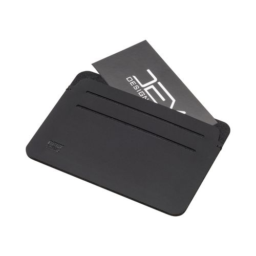 Anti-RFID card holder made of soft PU. With six card compartments and RFID logo