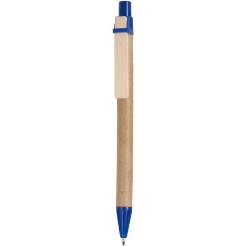 Recycled paper snap pen, coloured PP and wheat straw details, wooden clip