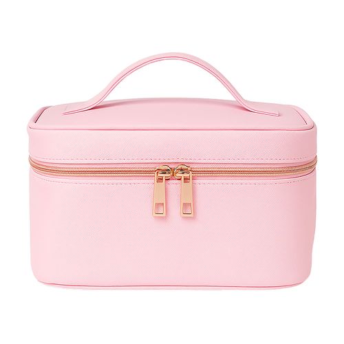 Large beauty case in fine-grain saffiano PU in pastel color