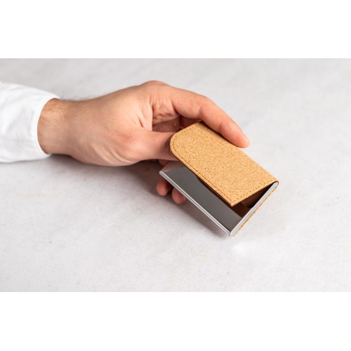 Metal Business Card Holder with cork Surface Metal Business Card Holder with cork Surface
