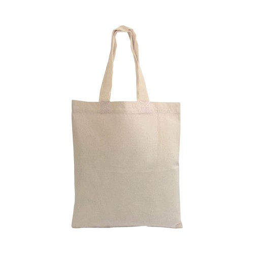 135 g/m2 natural cotton mini shopping bag with coloured short handles 135 g/m2 natural cotton mini shopping bag with coloured short handles