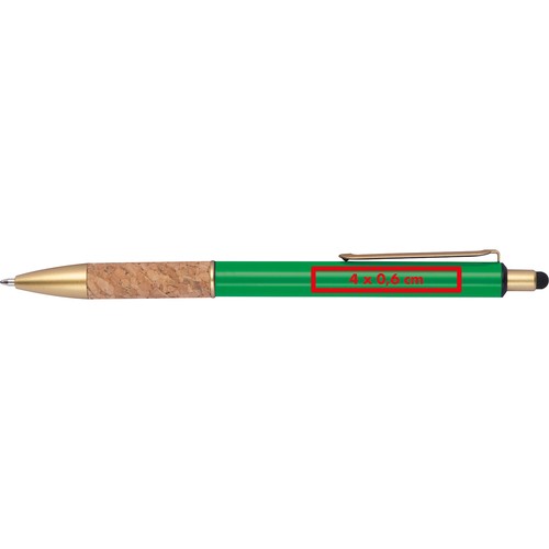 Ball pen with cork grip zone