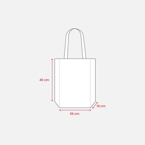 Polyester shopping bag with reflective side, long handles and gusset