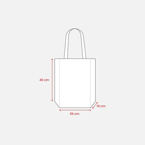 Polyester shopping bag with reflective side, long handles and gusset