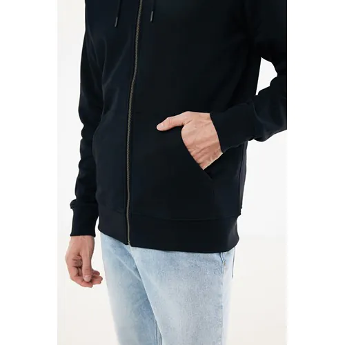 Felpa con cappuccio IQONIQ Abisko in cotone riciclato e zip