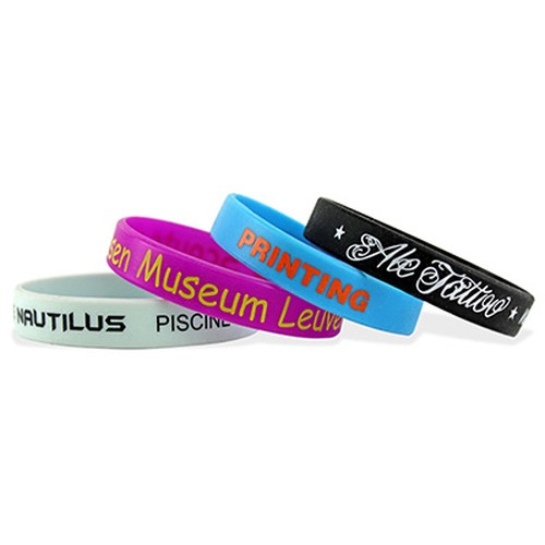 Custom Silicone Wristbands, Large Size, 1-Colour Printed Custom Silicone Wristbands, Large Size, 1-Colour Printed