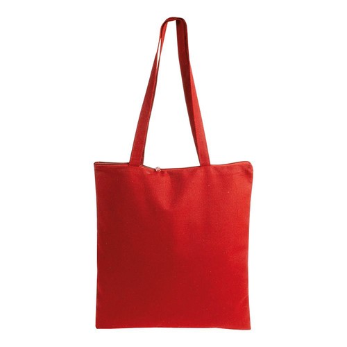 Shopper in cotone 220 g/m2, manici lunghi e chiusura con zip