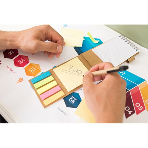 blok met zelfklevende memoblaadjes
