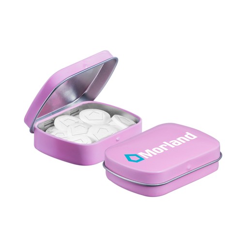 Mini scharnierblikje met logo mints Mini scharnierblikje met logo mints