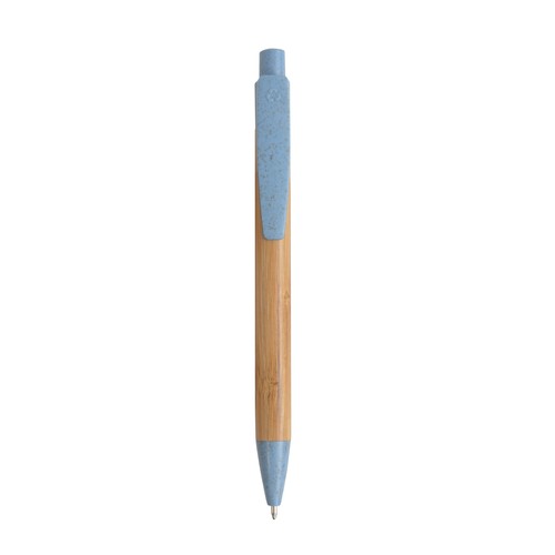 Penna a scatto in bambù con particolari in paglia di grano (50%) e PP (50%)