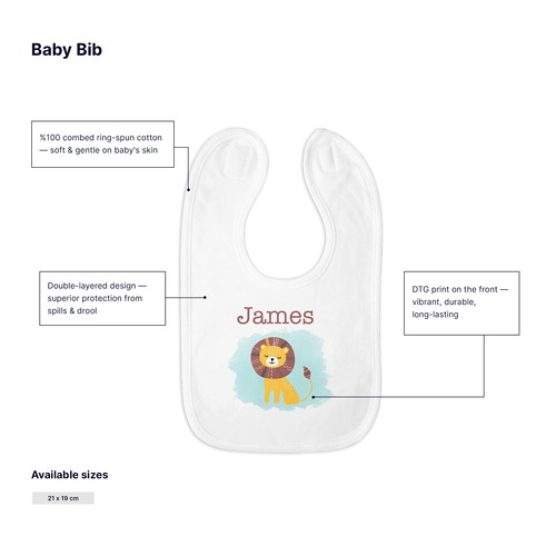 Custom Baby Bibs - Combed Cotton, Made to Order Custom Baby Bibs - Combed Cotton, Made to Order