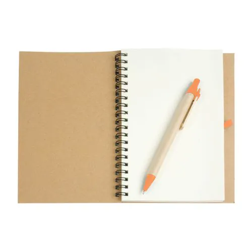 Ecycled-paper ring-bound notebook, blank sheets (70 pages) with cardboard pen Ecycled-paper ring-bound notebook, blank sheets (70 pages) with cardboard pen