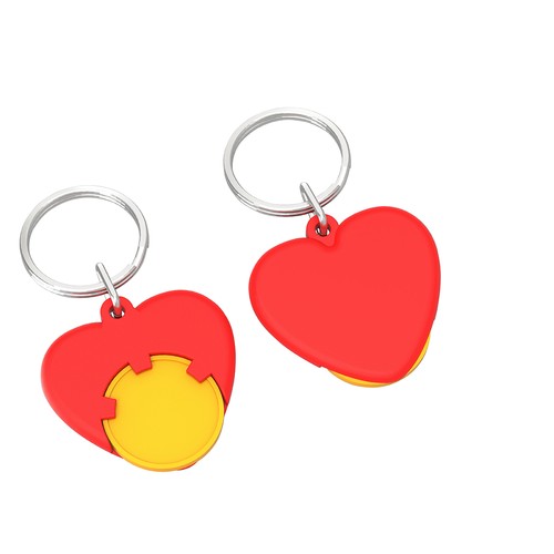 Porte-clés jeton 1€ "cœur" Porte-clés jeton 1€ "cœur"