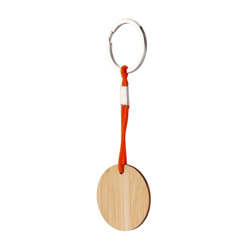 Bamboo keychain with cord and metal ring Bamboo keychain with cord and metal ring