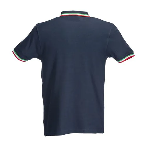 100% piqué cotton (180 g/m2) short-sleeved polo shirt with three-colour trims