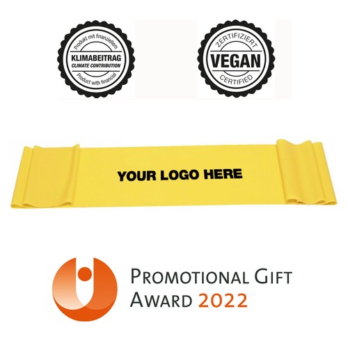 Exercise Band / Fitness Band, yellow (medium) - sustainable & vegan - MOQ 400 pcs.