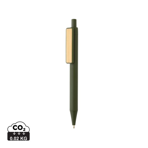 Stylo en ABS recyclé GRS avec clip en bambou