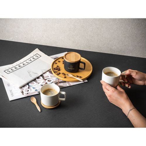 FANGIO. Kubek ceramiczny z bambusową podstawą i pokrywką 220 mL FANGIO. Kubek ceramiczny z bambusową podstawą i pokrywką 220 mL