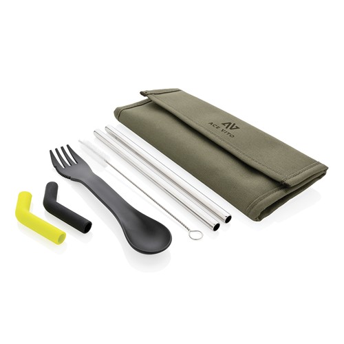Tierra 2pcs straw and cutlery set in pouch Tierra 2pcs straw and cutlery set in pouch