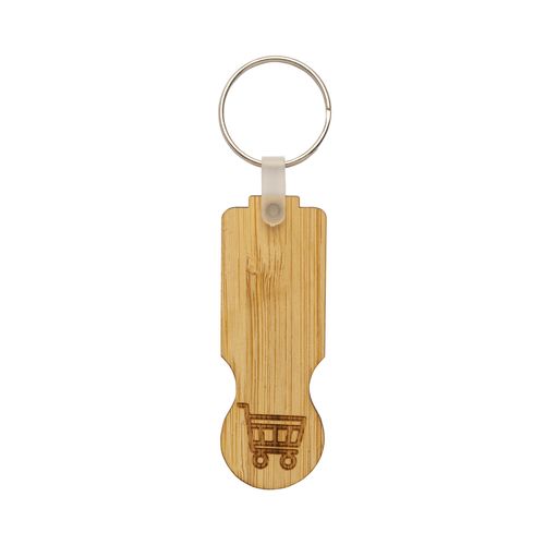 Bamboo shopping cart token with key ring