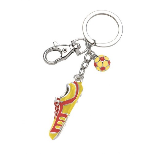 PORTE-CLE CHAUSSURE FOOTBALL JAUNE ROUGE